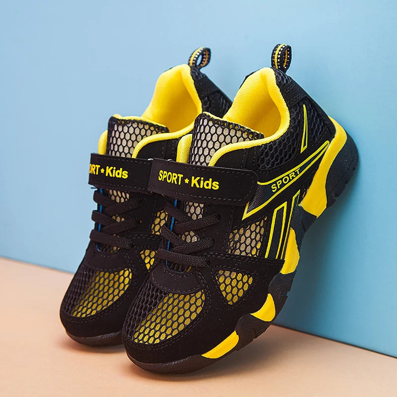 Zapatos de tenis para niños, zapatos planos de malla transpirables y cómodos para deportes al aire libre, zapatillas de deporte de verano a la moda para niños
