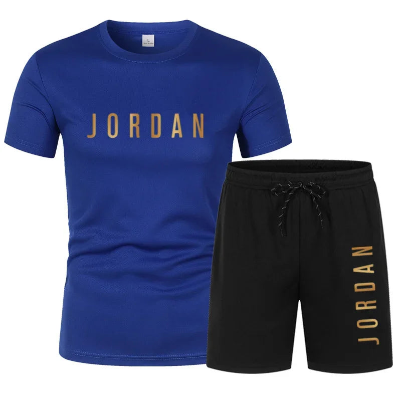 Conjunto deportivo informal de dos piezas para hombre joven, camiseta de manga corta y pantalones cortos, moda de verano