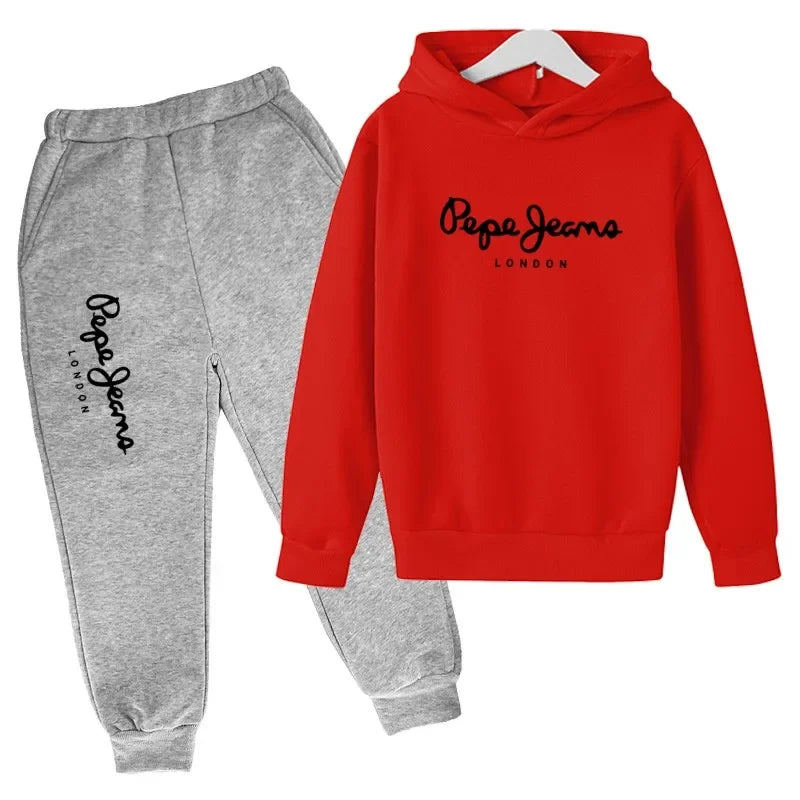 Ocio estampado de letras 2 uds Sudadera con capucha + Pantalones chándales 3-13 años niños niñas primavera otoño trajes ropa de calle ropa para niños