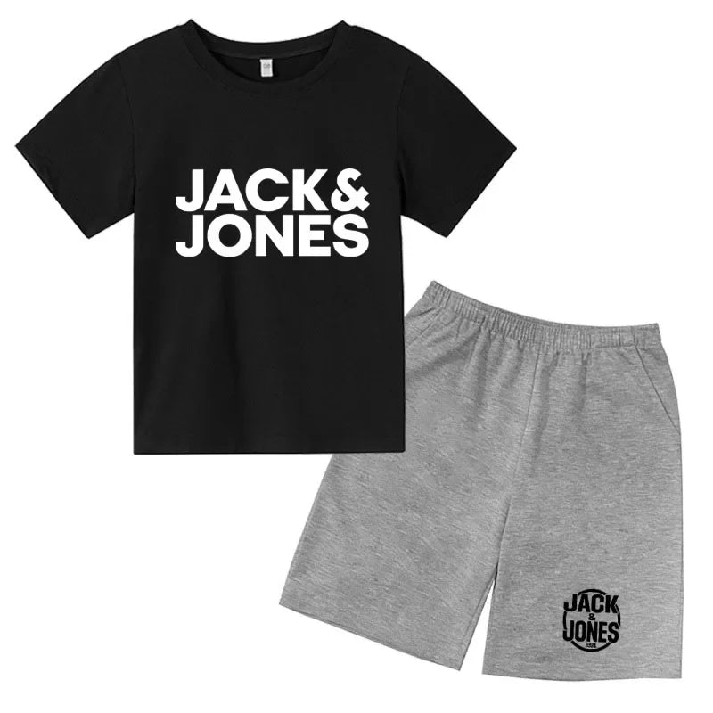 Conjuntos de Ropa para Niños y Niñas de 4 a 14 Años, Camisetas Transpirables de Verano con Estampado de Letras Sencillas y a la Moda + Pantalones Cortos, 2 Piezas