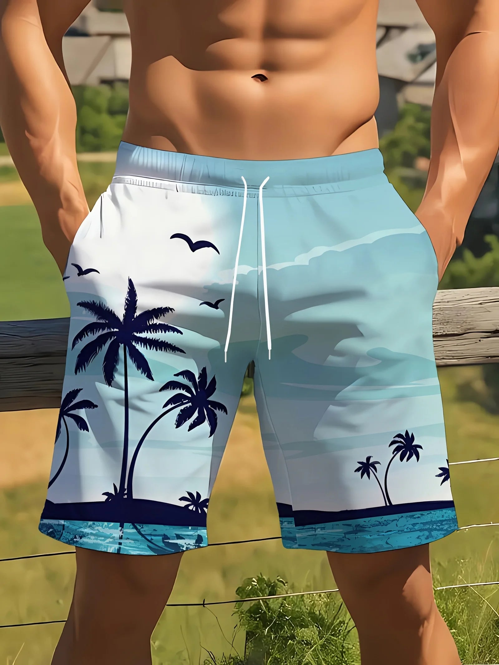 Shorts de Playa para Hombre con Estampado de Palmeras y Cocoteros, Nuevos Shorts de Verano para Vacaciones, Shorts Casuales Clásicos de Secado Rápido para Hombre