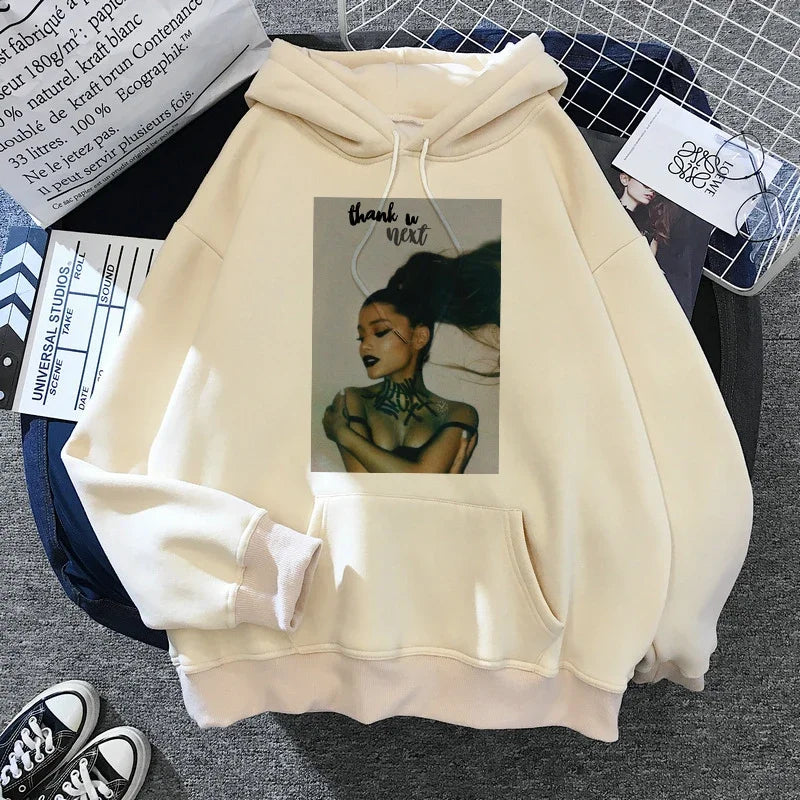 Sudadera con capucha de Ariana Grande Harajuku divertida para mujer/hombre, sudadera de los años 90, ropa para mujer/hombre, jerséis gráficos, capucha de gran tamaño Ulzzang Tumblr