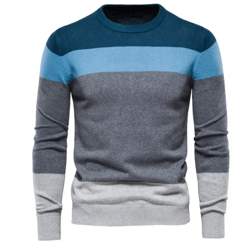 Suéter de punto informal para hombre joven europeo y americano Capa Base de Jersey a rayas, nuevo estilo de otoño e invierno