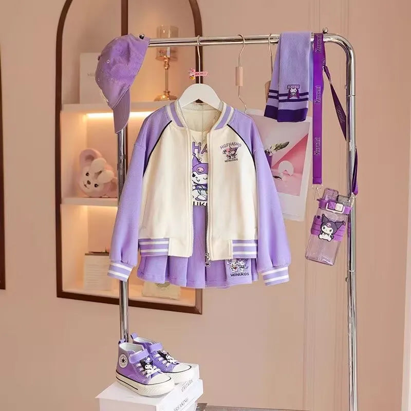 Conjunto Kuromi Sanrio Niña - Chaqueta + Camiseta + Pantalón