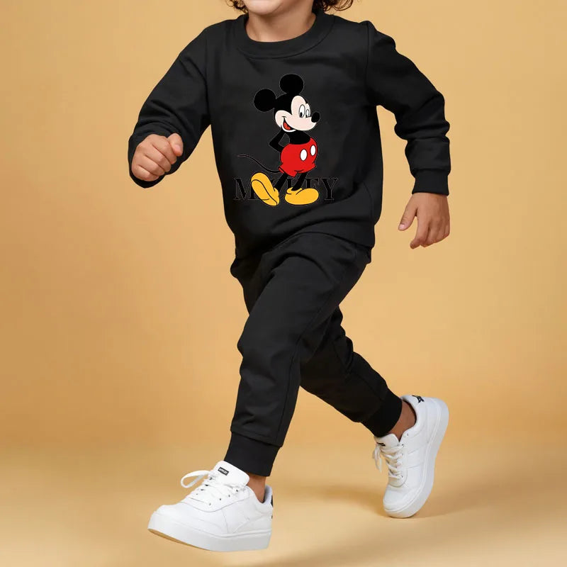 Conjuntos de sudaderas con capucha de manga larga para niños de Disney, jersey y pantalones de invierno, traje de dos piezas, sudadera informal para niños