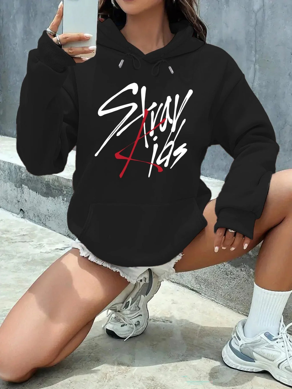 Sudaderas con capucha con letras de Stray Cats para mujer, ropa de invierno y otoño 2025, sudadera Y2k, Top con capucha, ropa informal de manga larga para mujer