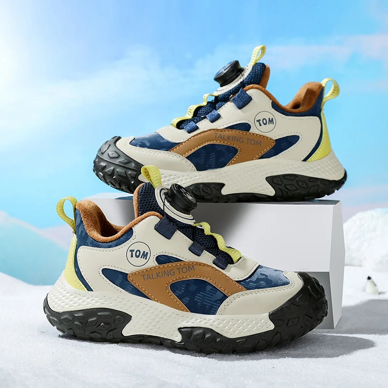 Zapatillas de deporte de felpa de invierno para niños, zapatos cálidos para caminar al aire libre, zapatos de nieve para niños, zapatillas deportivas informales de tenis de 4 a 12 años