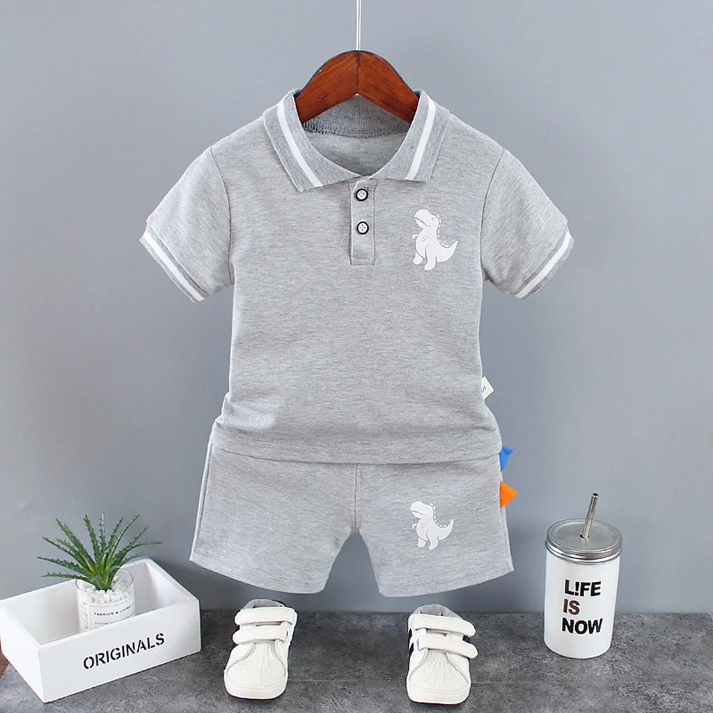 Nueva ropa de verano para bebés, camiseta de dibujos animados para niños, pantalones cortos, 2 unids/set, conjunto de ropa para niños, disfraz informal infantil, chándales para niños pequeños