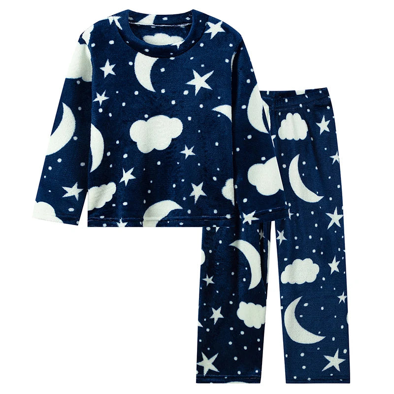Conjunto de 2 piezas de franela con estampado de moda para otoño/invierno para niños, camiseta con cuello redondo y calentamiento de corazón para niñas, pantalones de lana suave para niños