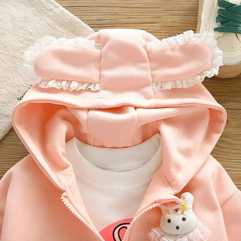 Conjunto Bebé Niña 3 Piezas - Abrigo + Camiseta + Pantalón