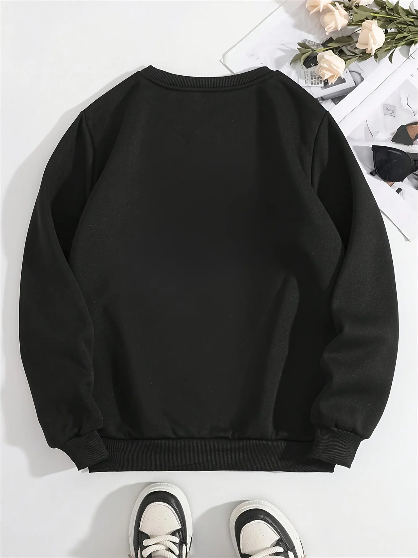 Sudadera con capucha de cuello redondo y manga larga de terciopelo para mujer, holgada, informal, cómoda, con estampado de osito de peluche, otoño e invierno