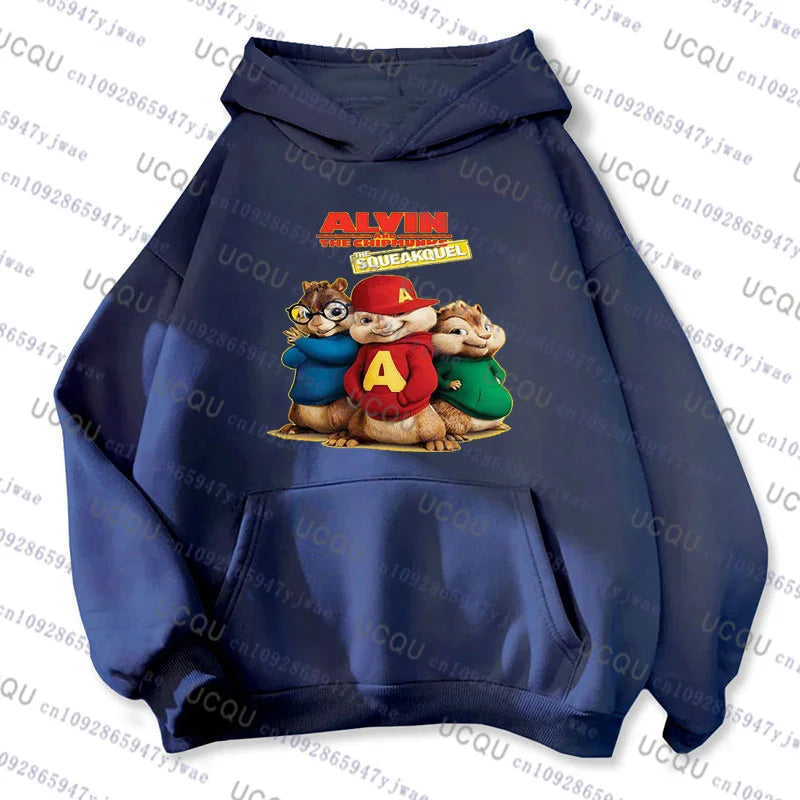 Alvin and The Chipmunks 2026 Sudadera con capucha de moda para mujer y hombre, disfraz de Halloween de Alvin Chipmunk, jersey de algodón para niños