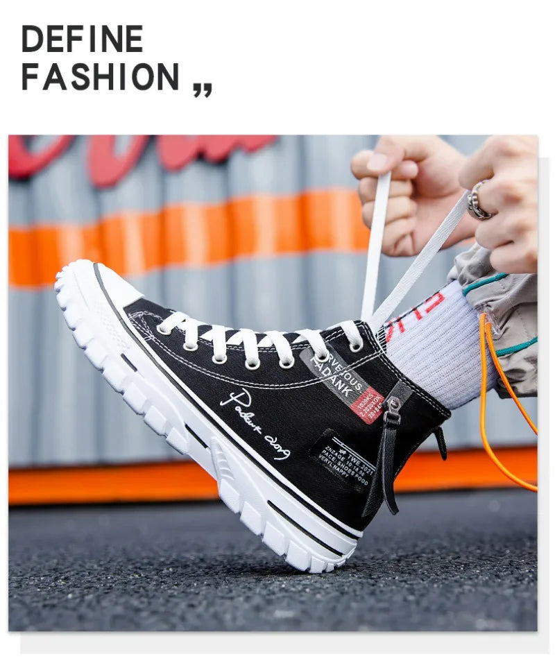Men's Shoes 2024 New High Top Sneakers for Men Casual Breathable Platform Shoe Male Vulcanize Canvas Shoes Zapatos Para Hombres
