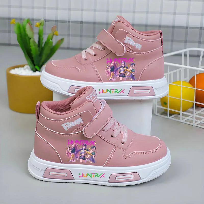 Nuevas zapatillas Kpop Demon Hunter para niños, zapatillas altas para niñas, zapatos blancos de otoño, zapatillas informales para correr, Tenis de suela blanda antideslizantes