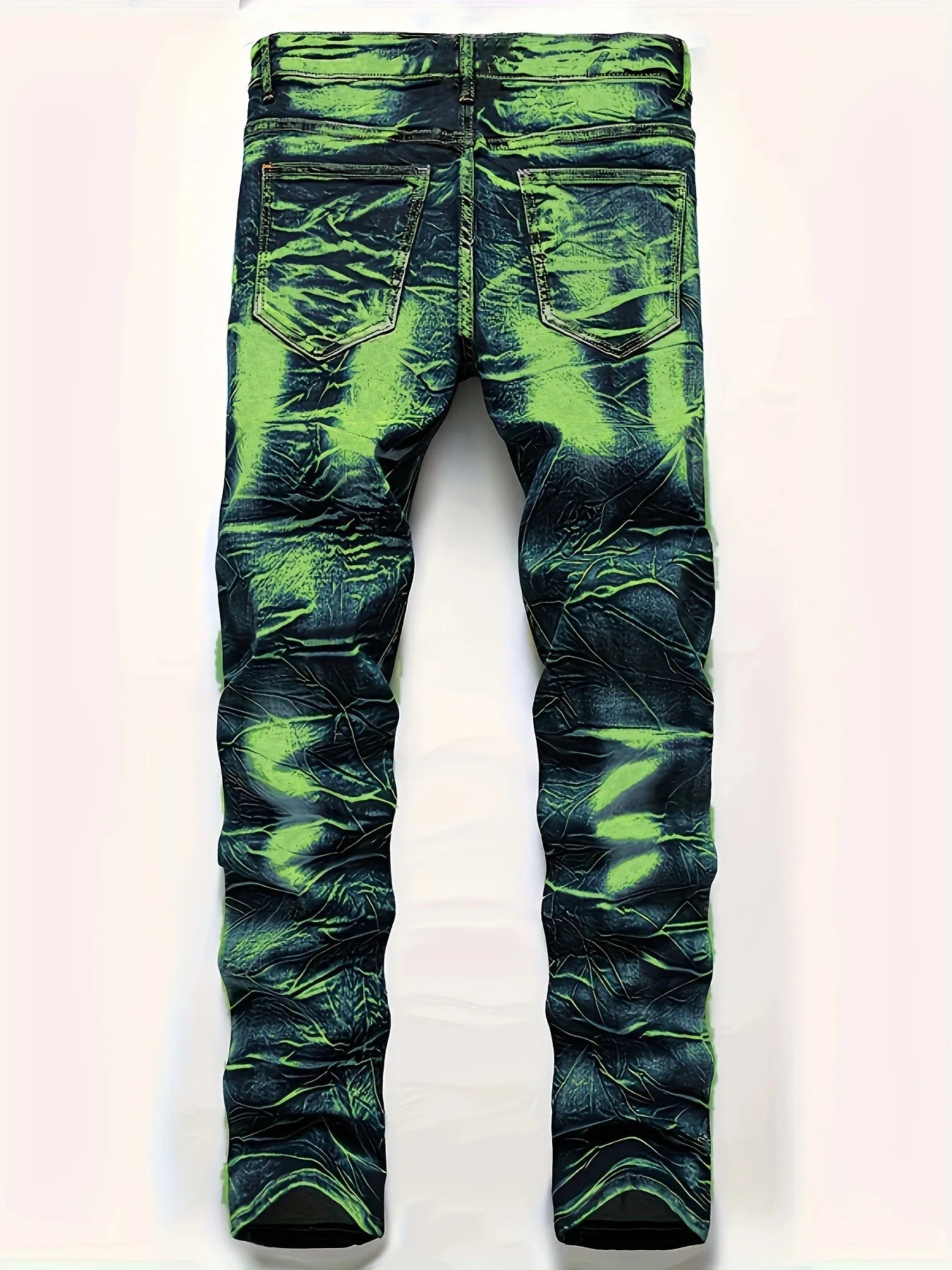 Pantalones vaqueros ajustados para hombre, pantalones vaqueros azules adelgazantes elásticos artesanales, pantalones largos con diseño de agujeros, pantalones vaqueros de pierna recta de alta elasticidad