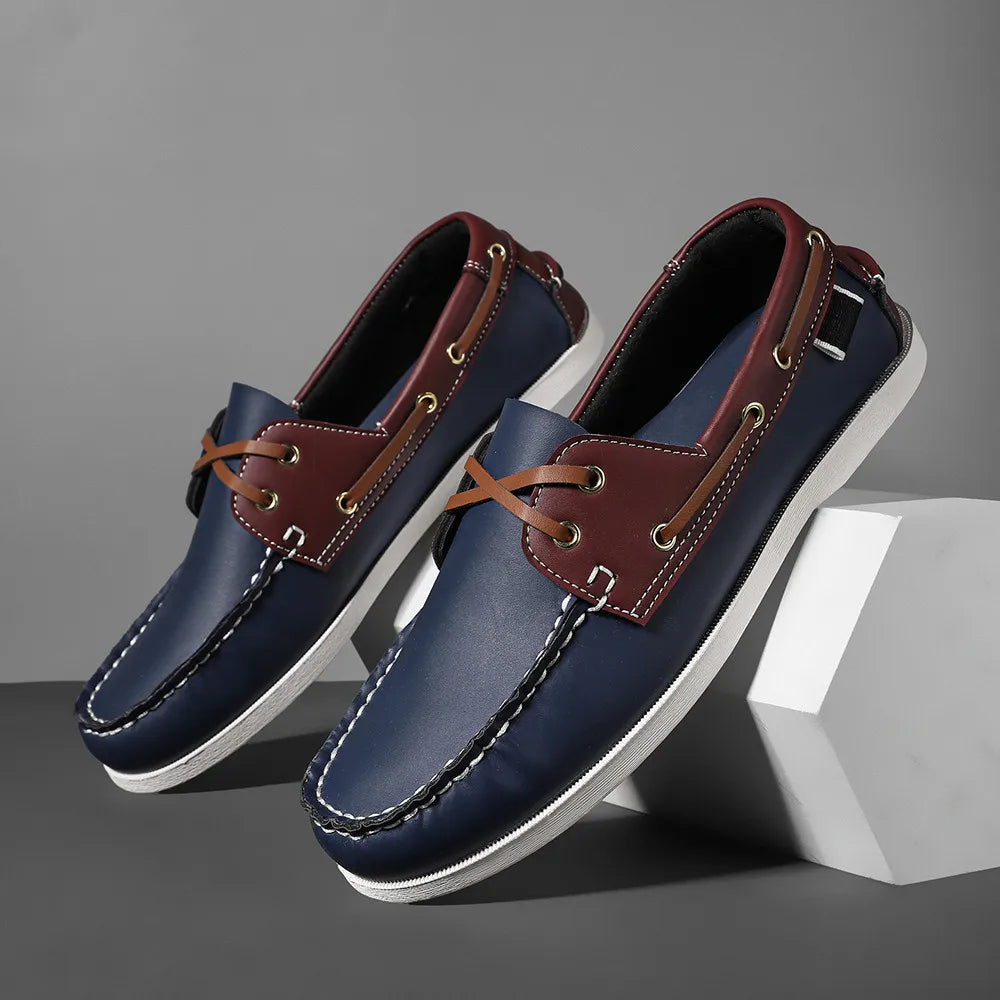 Zapatos mocasines con punta delantal de moda para hombre, cómodos antideslizantes para caminar al aire libre, viajar, primavera y verano