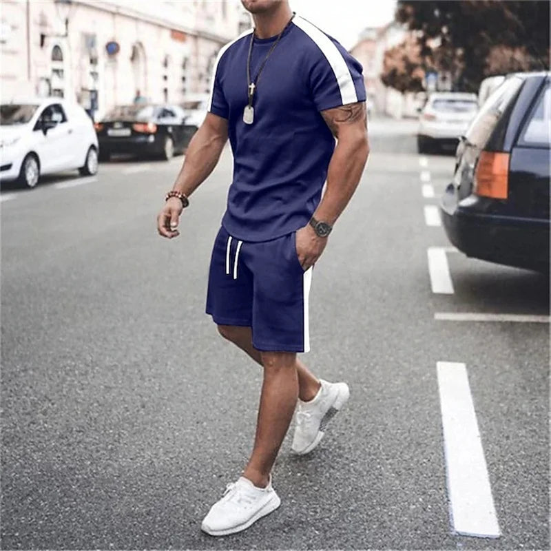 Conjunto Deportivo 3D Retro Hombre Talla Grande | Camiseta + Pantalón Corto Playa