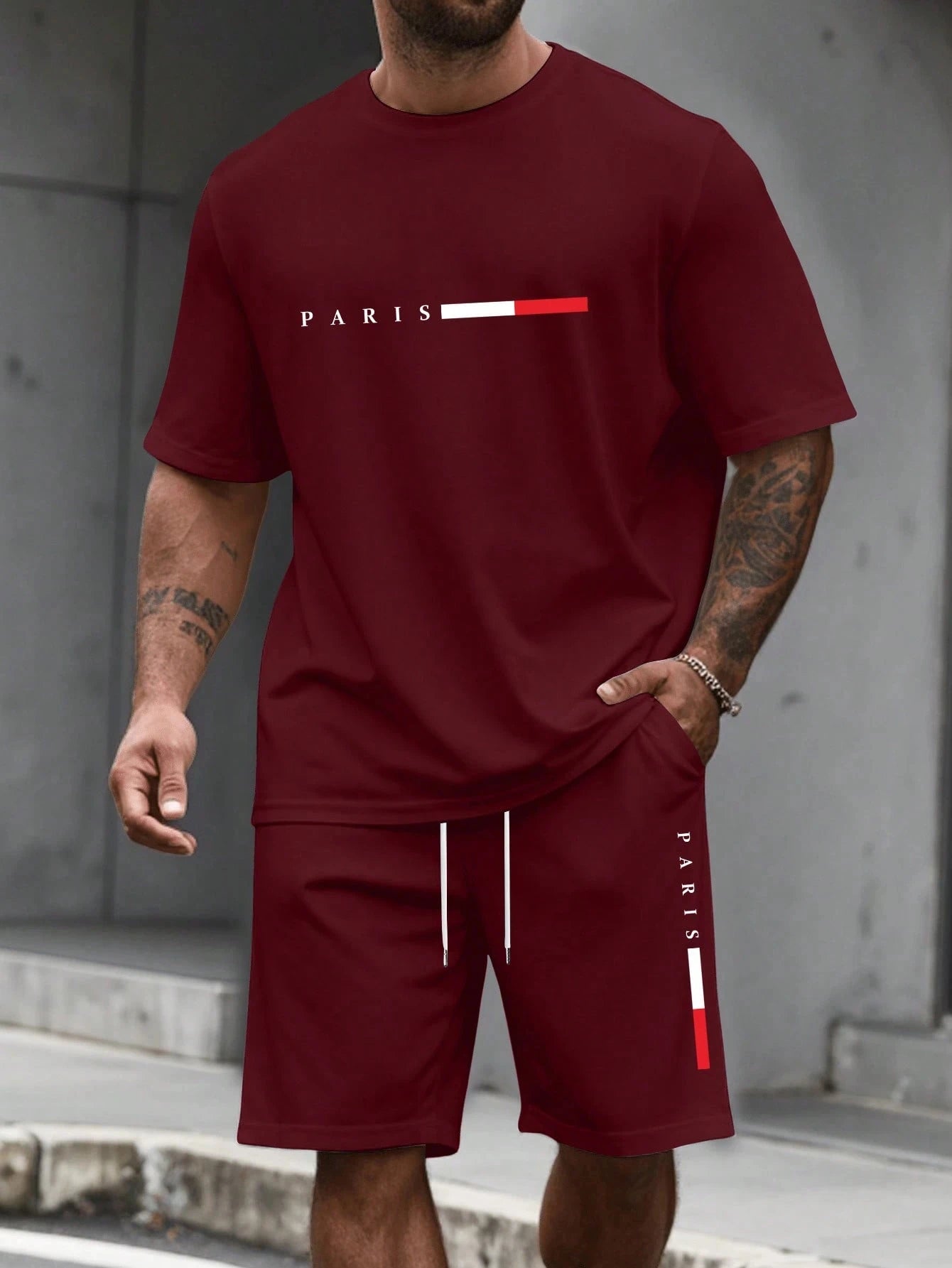 Chándal de hombre 2 piezas  Conjunto de camisa y pantalones cortos de manga corta con cuello redondo, traje para correr para hombre, camisetas de talla grande, ropa para hombre, camiseta de verano