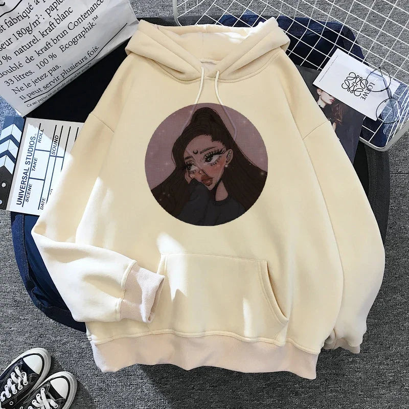 Sudadera con capucha de Ariana Grande Harajuku divertida para mujer/hombre, sudadera de los años 90, ropa para mujer/hombre, jerséis gráficos, capucha de gran tamaño Ulzzang Tumblr
