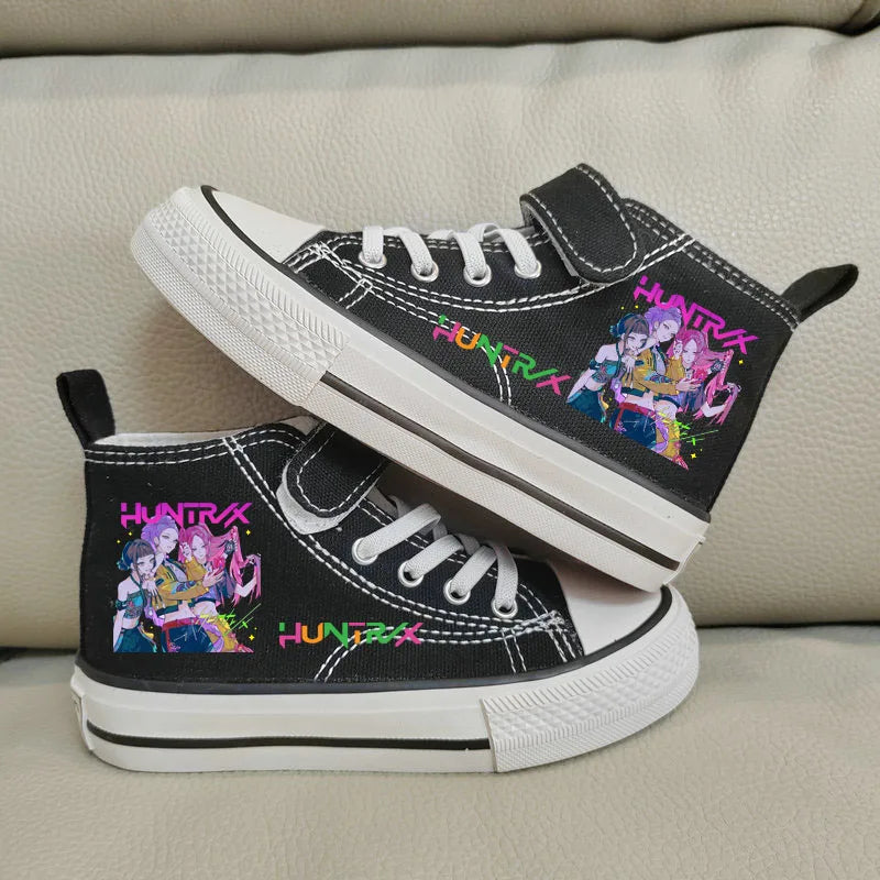 Kpop Demon Hunter zapatos de lona para niños, zapatillas altas para niñas, zapatos deportivos transpirables, zapatos de tenis para correr al aire libre para estudiantes