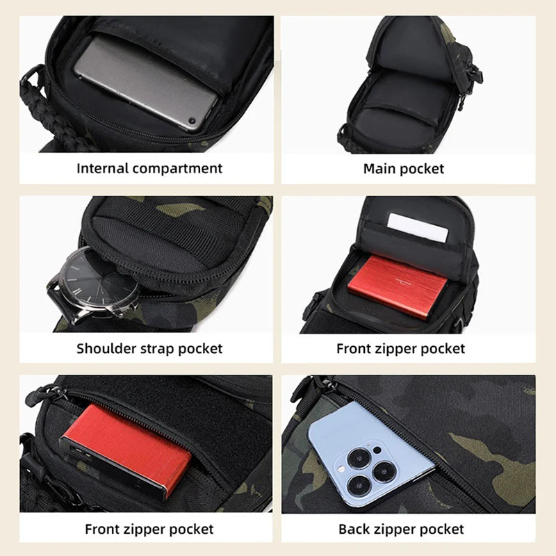 Bolsa de pecho para acampar, mochila táctica para hombre, deporte, hombro, senderismo al aire libre, escalada, ciclismo, pesca, viaje, riñonera MOLLE