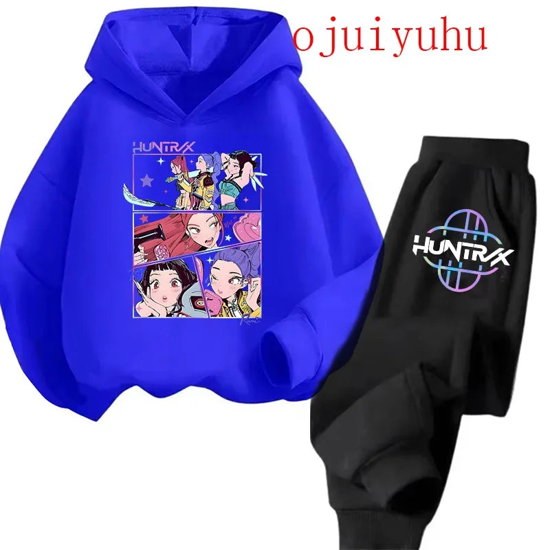 Kpop Demon Hunters Kawaii Jersey sudadera Anime Trucksuit dibujos animados niñas niño niños ropa conjuntos unisex sudaderas con capucha para niños
