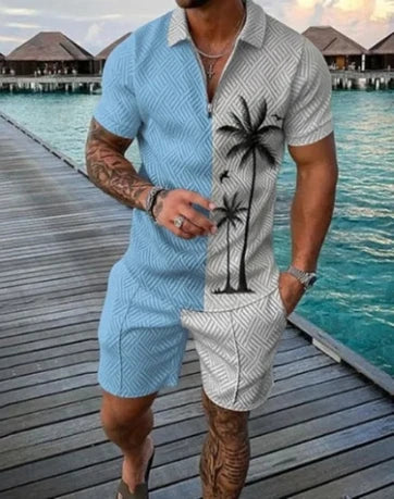 Chándal 3D Hombre | Polo Cremallera + Pantalón Corto Verano
