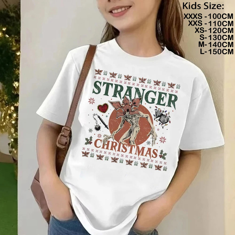 Camiseta Running Up That Hill para niños, camiseta de manga corta The Demogorgon para niños, camisetas informales holgadas con estampado con dibujo para niñas y niños