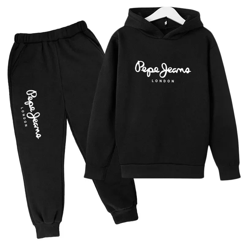 Ocio estampado de letras 2 uds Sudadera con capucha + Pantalones chándales 3-13 años niños niñas primavera otoño trajes ropa de calle ropa para niños
