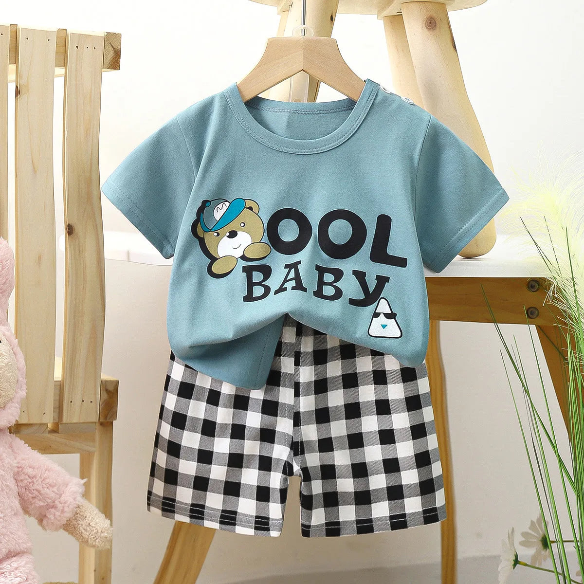 Conjunto de ropa informal para niños, chándal de 2 piezas con dibujos animados del Pato Donald, camiseta y pantalones cortos, verano, 1-4 años