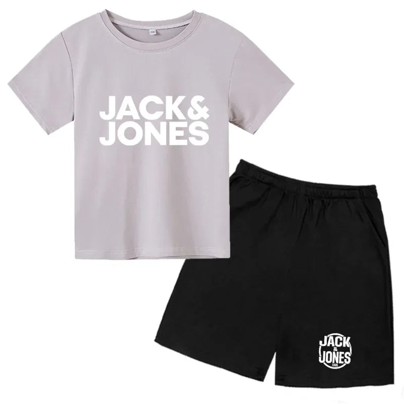 Conjuntos de Ropa para Niños y Niñas de 4 a 14 Años, Camisetas Transpirables de Verano con Estampado de Letras Sencillas y a la Moda + Pantalones Cortos, 2 Piezas