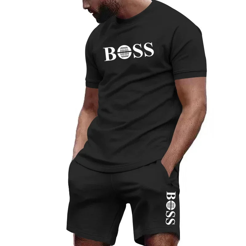 Conjunto deportivo de dos piezas para hombre, camiseta de manga corta y pantalones, ropa deportiva para correr y fitness, verano 2026, gran descuento