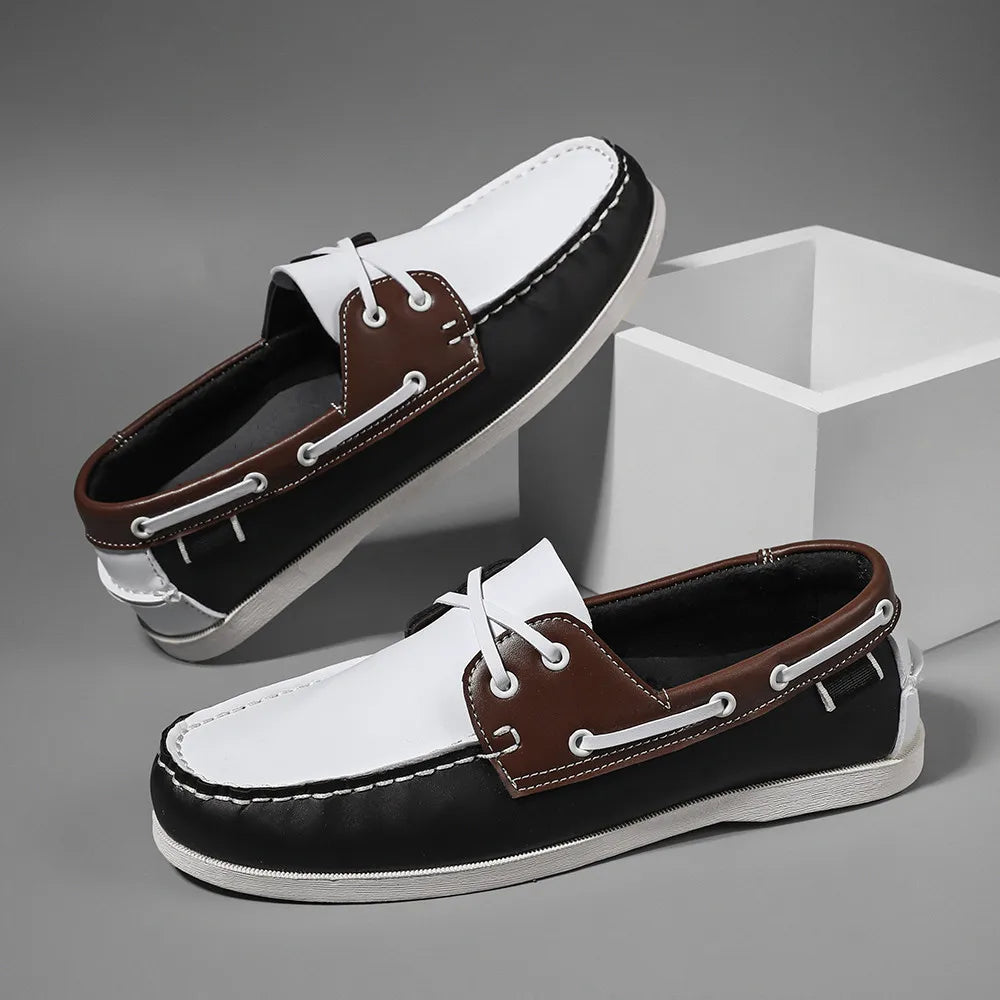 Zapatos mocasines con punta delantal de moda para hombre, cómodos antideslizantes para caminar al aire libre, viajar, primavera y verano