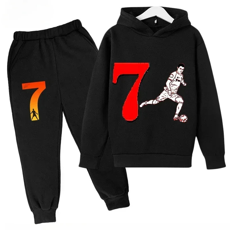 Chándal de Secado Rápido CR7 para Niños de 7 a 13 Años, Ronaldo 7 #   Conjunto Deportivo Estampado, Ropa Deportiva Transpirable, Ropa Infantil de Boutique