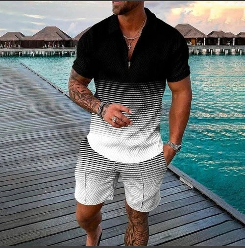 Chándal 3D Hombre | Polo Cremallera + Pantalón Corto Verano
