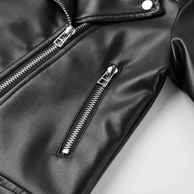 Chaqueta Cuero PU Niños - Estilo Motocicleta Primavera