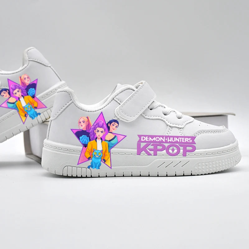 Zapatos casuales de moda para niños, nuevo diseño, zapatos deportivos blancos KPOP, zapatillas transpirables antideslizantes para estudiantes, niños y niñas