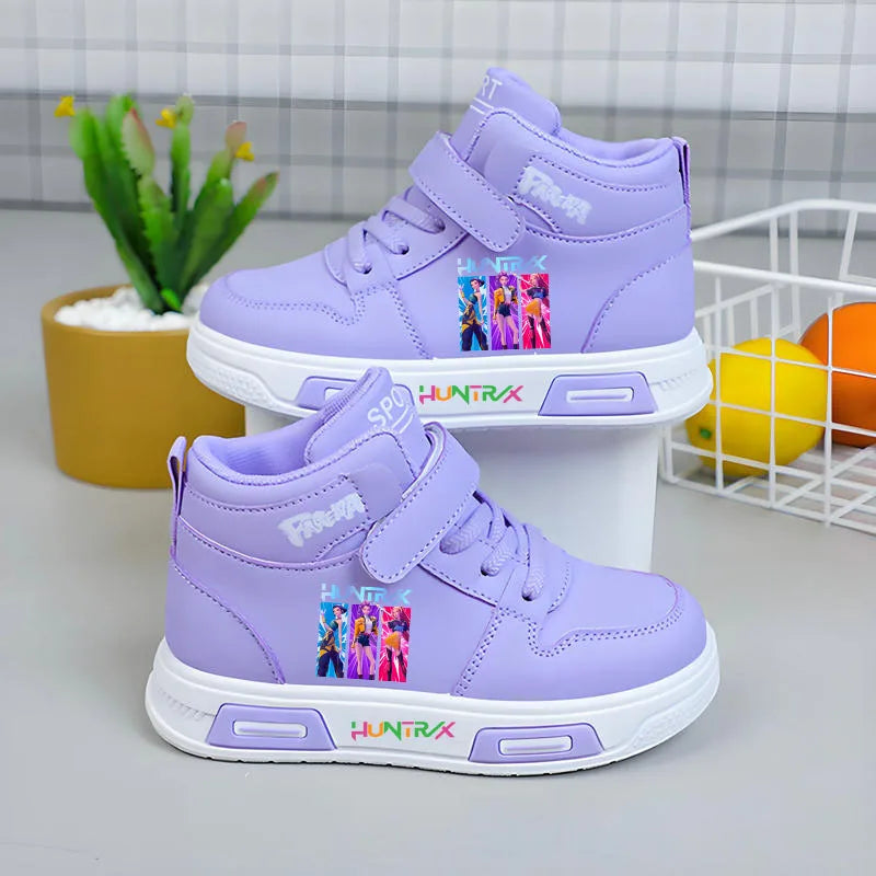 Nuevas zapatillas Kpop Demon Hunter para niños, zapatillas altas para niñas, zapatos blancos de otoño, zapatillas informales para correr, Tenis de suela blanda antideslizantes
