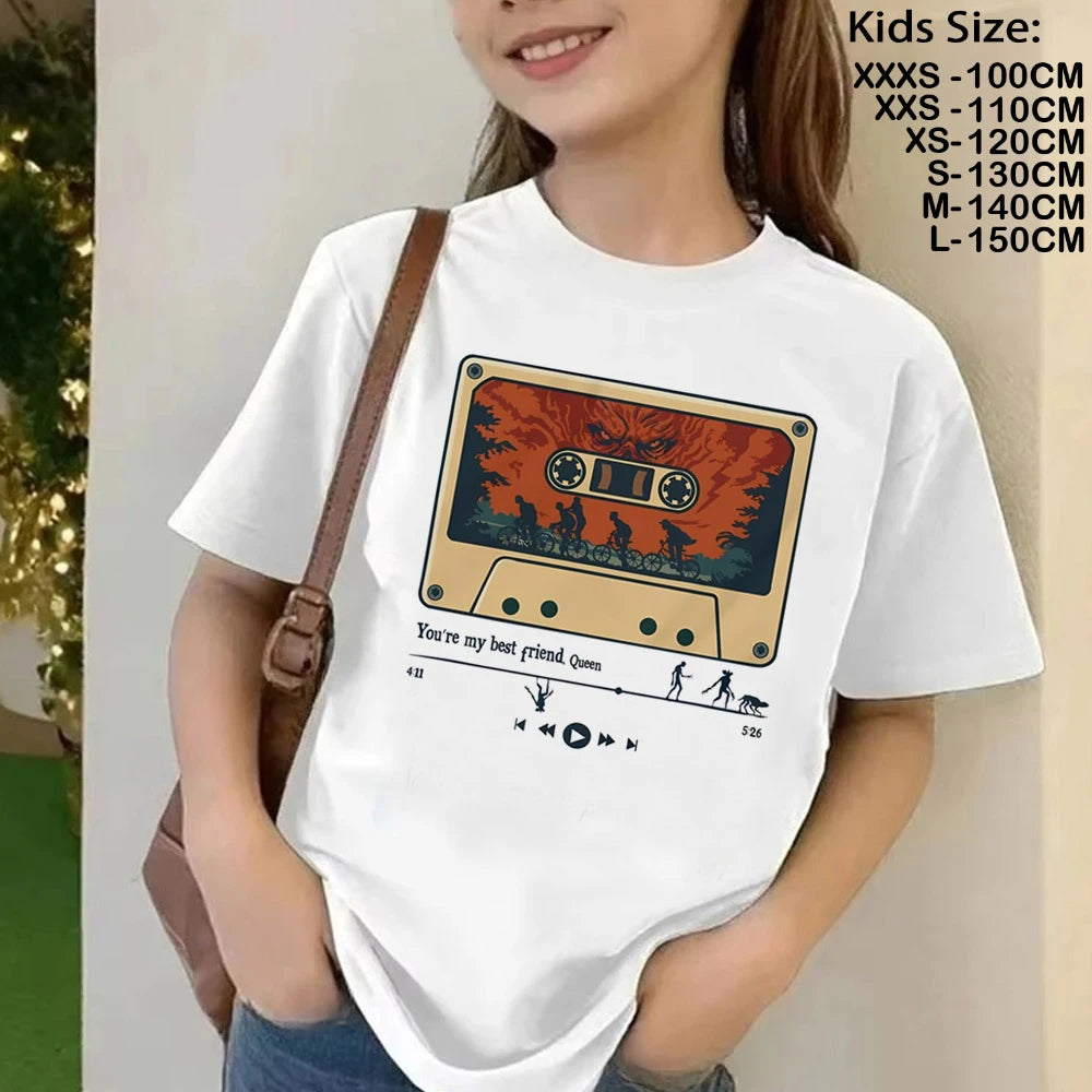 Camiseta Running Up That Hill para niños, camiseta de manga corta The Demogorgon para niños, camisetas informales holgadas con estampado con dibujo para niñas y niños