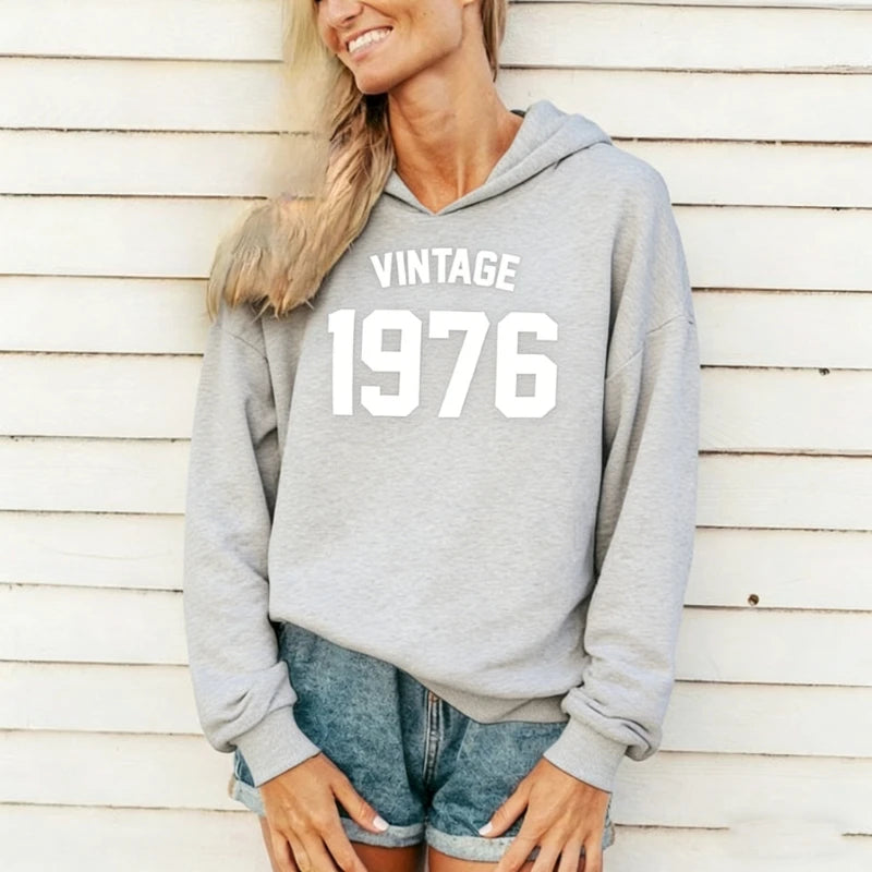 Sudaderas con capucha a juego para 45 cumpleaños, regalo Vintage 1976, sudadera de otoño e invierno, jersey de moda de manga larga para mantener el calor