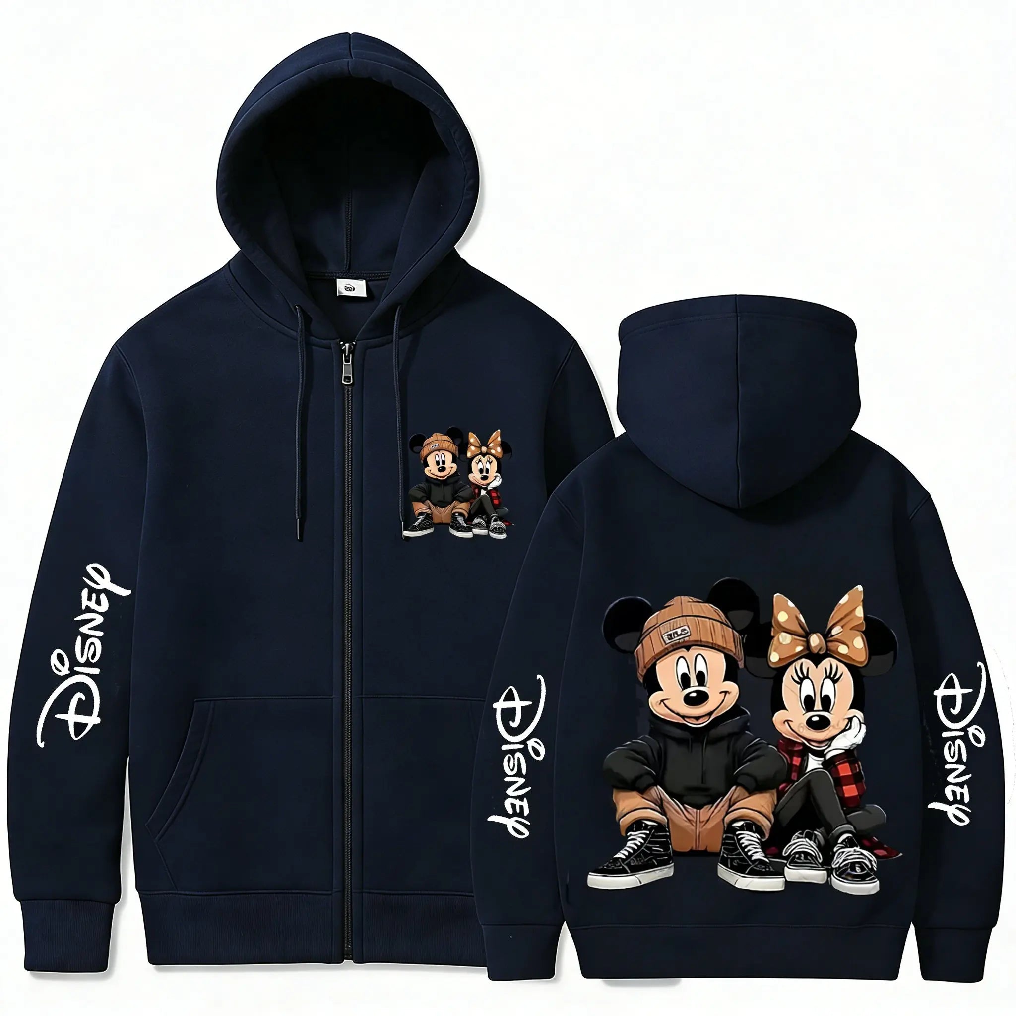 Sudadera con capucha y cremallera de Disney Mickey Minnie para hombre y mujer, ropa de calle de manga larga, Tops informales para primavera y verano, 2026