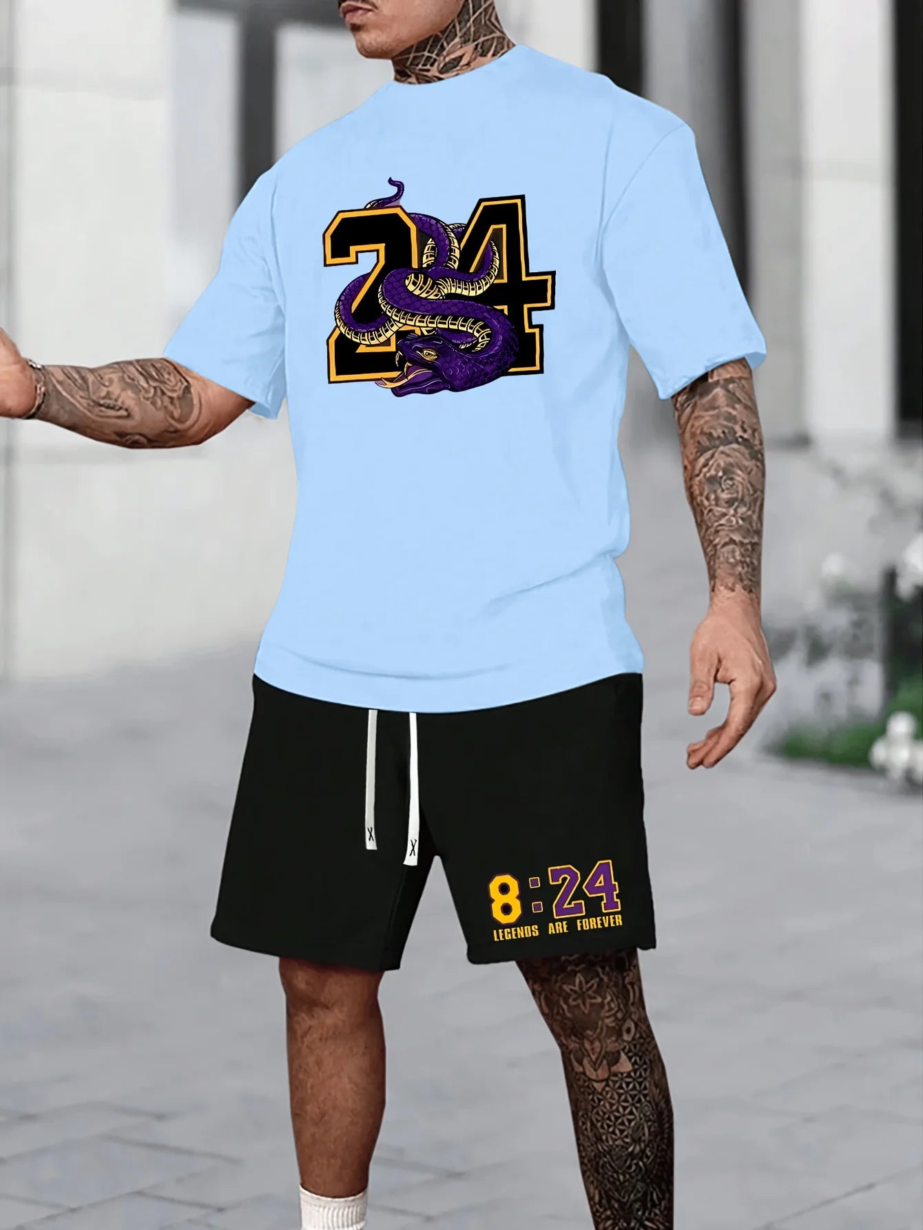 Conjunto relajado con temática Chicago de verano para hombre, conjunto de camiseta y pantalones cortos estampados talla 32, conjunto deportivo informal de dos piezas de talla grande para adultos