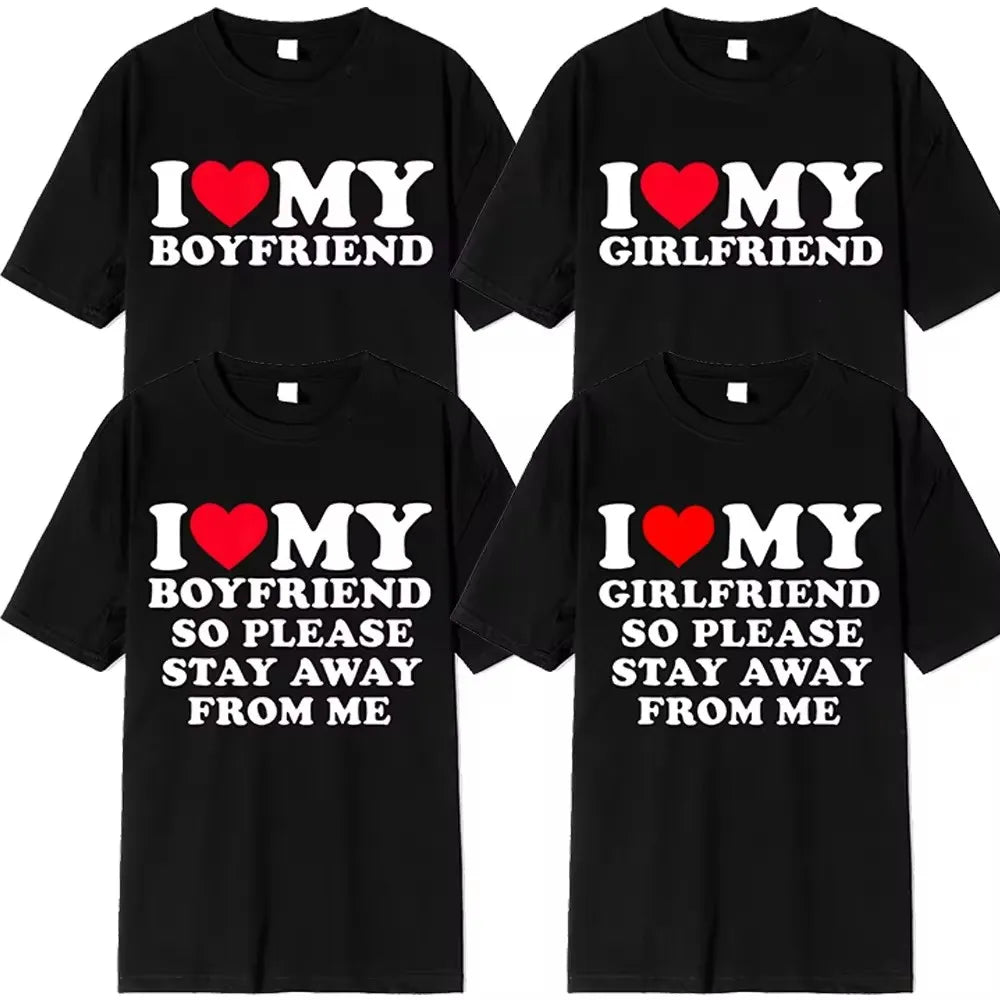 Amo a mi novio ropa I Love My Girlfriend camiseta mujer verano Manga gráfico Camiseta de manga corta suave Mujer