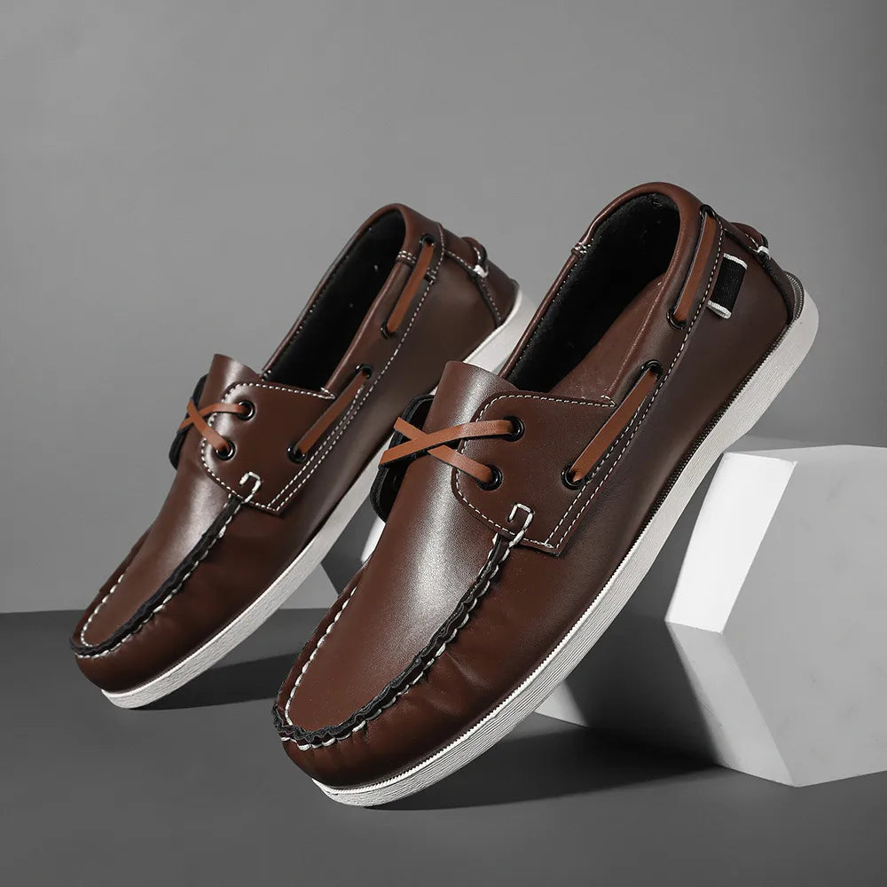Zapatos mocasines con punta delantal de moda para hombre, cómodos antideslizantes para caminar al aire libre, viajar, primavera y verano