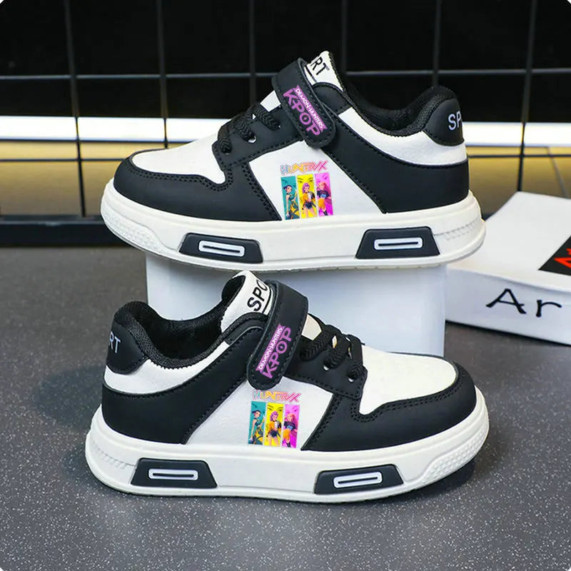 Kpop Demon Hunters zapatos para niños, zapatillas de deporte para niñas, zapatos blancos de otoño, zapatos informales para correr, Tenis de suela blanda antideslizantes