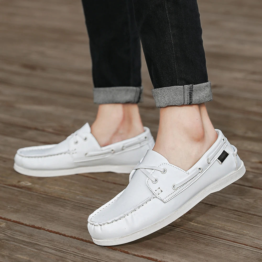 Zapatos mocasines con punta delantal de moda para hombre, cómodos antideslizantes para caminar al aire libre, viajar, primavera y verano