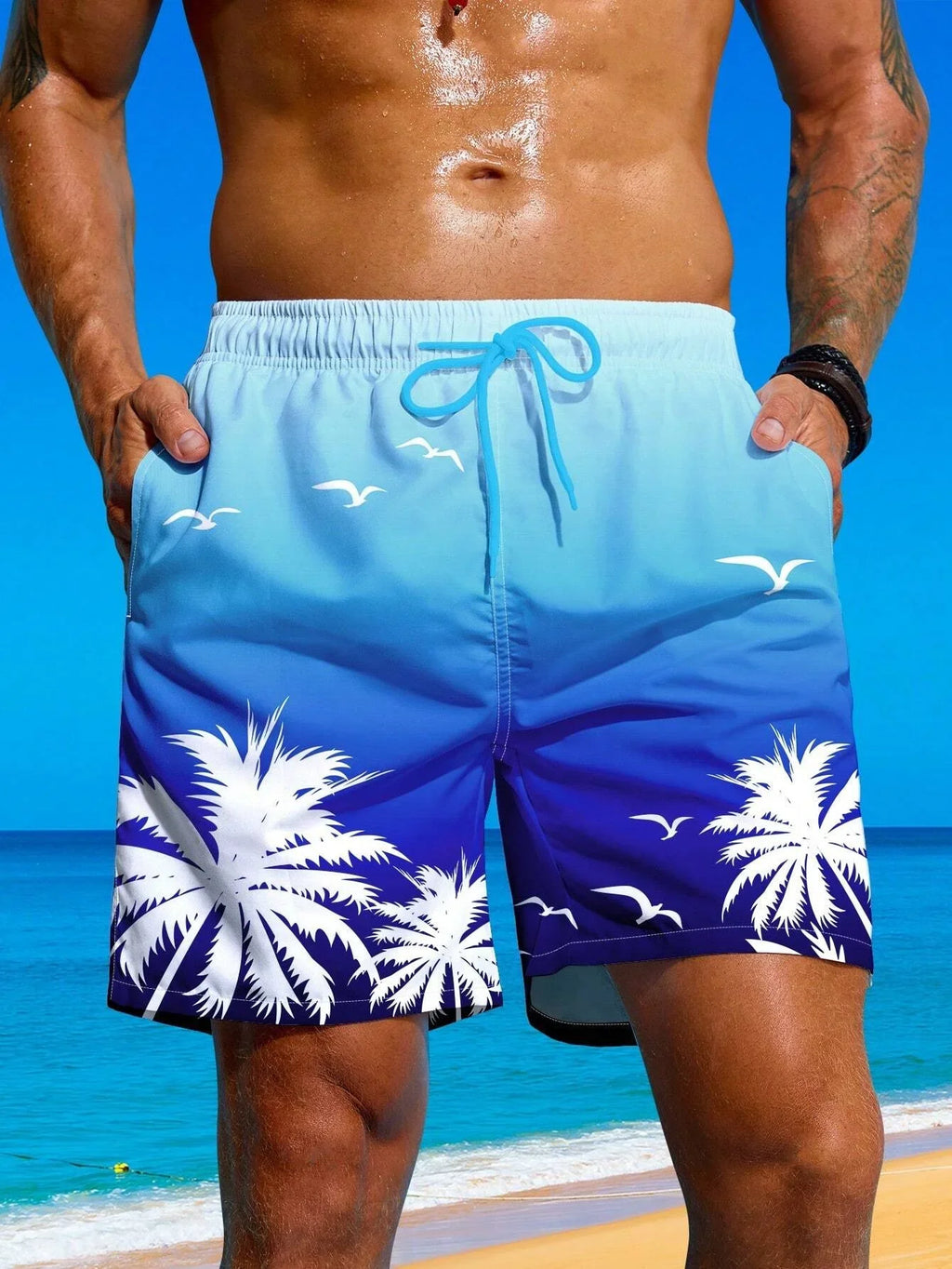 Pantalones cortos deportivos con estampado 3D para hombre, transpirables, de secado rápido, para vacaciones hawaianas, para exteriores, calle, moda informal, pantalones cortos de playa, bañador