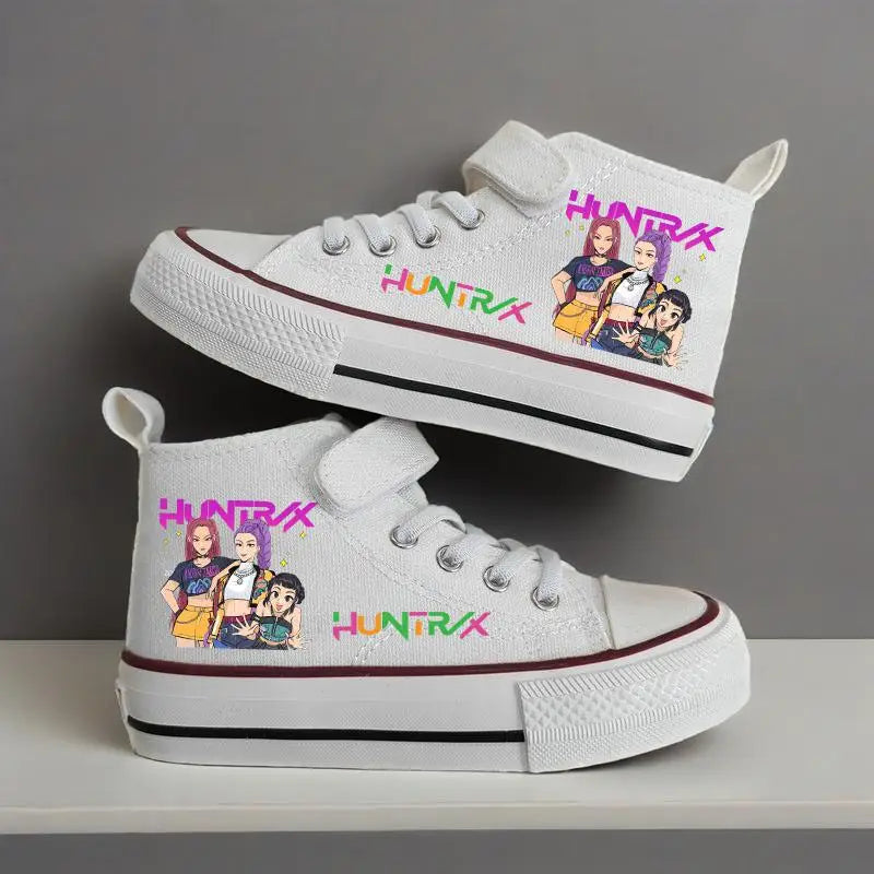 Kpop Demon Hunter zapatos de lona para niños, zapatillas altas para niñas, zapatos deportivos transpirables, zapatos de tenis para correr al aire libre para estudiantes