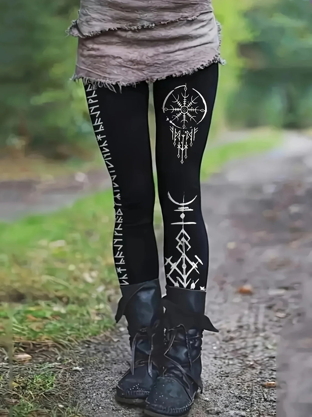 519 Leggings con estampado geométrico de alta elasticidad para mujer, que favorecen la figura, informales, para todas las estaciones, lavables a máquina
