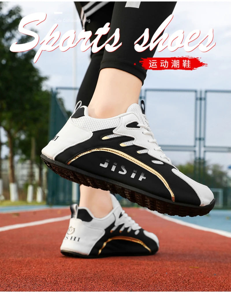 Zapatillas de deporte de malla transpirable rojas y blancas para hombre, zapatos para correr informales a la moda, zapatillas deportivas ligeras antideslizantes para uso diario